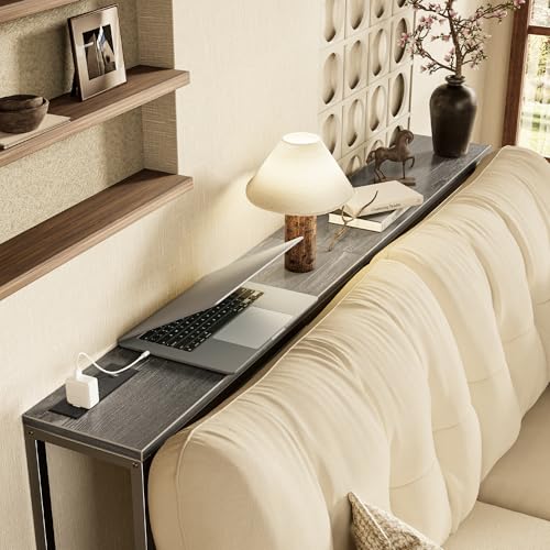 Mesa consola con tomacorriente gris para eliminar el desorden del sofá 3