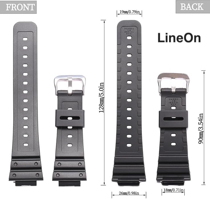 Image of Lineon 16mm Resin Soft Watch Strap Compatible With CASIO GM-2100 GA-2100 GA-2110 GA-B2100 with Tool and Pins