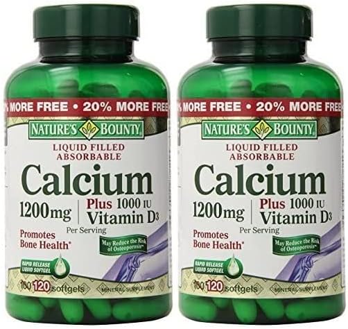 Nature's Bounty Calcium 1200 Mg. Plus Vitamin D3, 240 Softgels (2 X 120 Count Bottles) Unflavored 120 Count (Pack of 2)