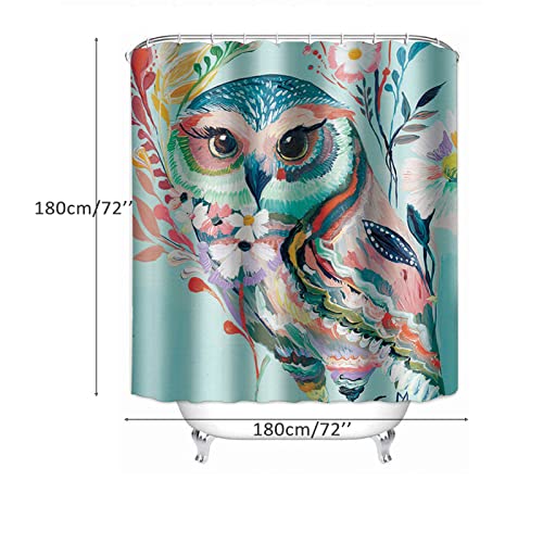 Niidder Shower Curtain, Fabric Shower Curtain Liner Colorful Owl Shower Stall Curtain With 12 Hooks For Home Hotel Machine Washable Curtain Waterproof Bathroom Shower Curtain (72" X 72") #TOP4