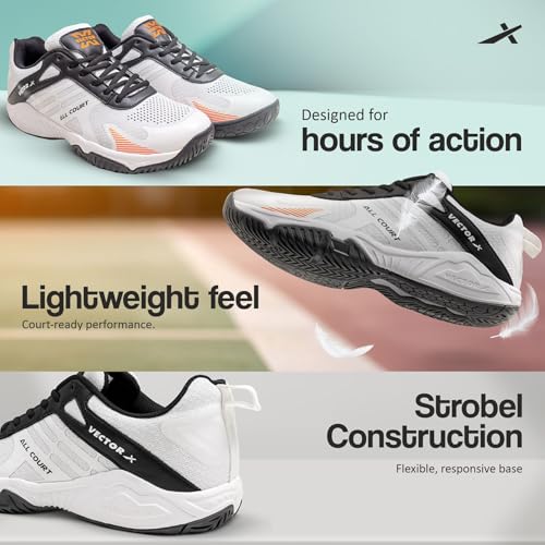 Image of Vector X Unisex Tennis Badminton Court Shoes for Men, Women Boys|Knitted + TPU Fusing Upper, EVA Midsole, Rubber Sole|Lightweight Indoor Outdoor Sports Athletic Footwear Sneakers