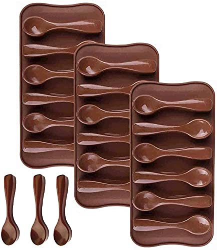 LATRAT 3 moldes de silicona para chocolate, cuchara, molde de silicona, moldes de chocolate, moldes para jabón, pasteles, dulces, Pascua