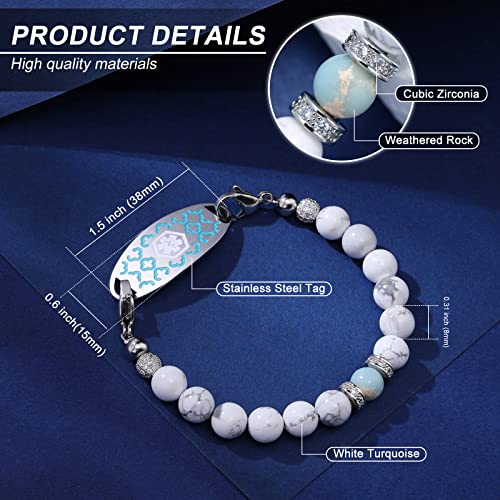 Medical Alert Bracelets for Women Men, Personalized Custom Medical ID Bracelet, 7 Chakras Beaded Emergency Medic Alert ID Bracelet, Free Engraving4