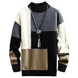 [GUTHONG] セーター メンズ 冬服 メンズ ハーフタートルネック 長袖 ニット トップス パッチワーク カジュアル 大きいサイズ 暖かい 厚手 防寒 カジュアル セーター メンズ 春秋冬 black L