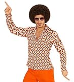 70er Jahre Retro Hemd mit und ohne Muster Disco Herren Kostüm Siebziger Schlager, Größe:XXL;Farbe:Rhombus
