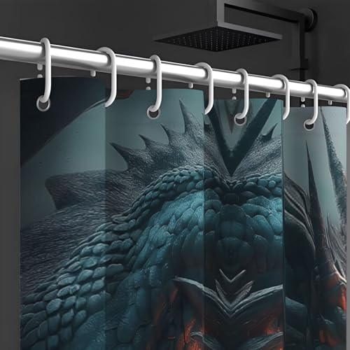Rideau de douche feu dragon 150x180 cm imperméable - 6