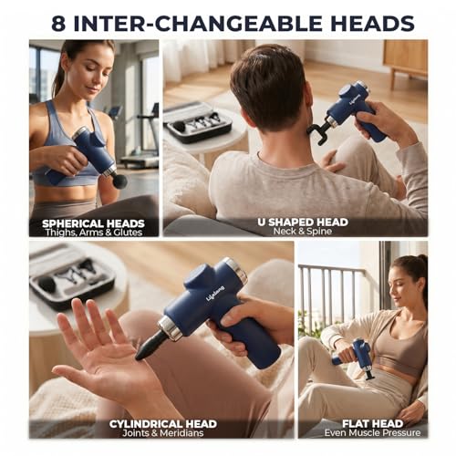 Lifelong Gun Massager 8 Heads 6 Speeds Blue - Image 3