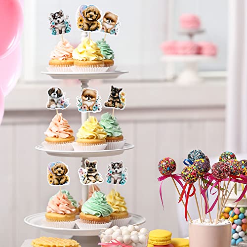 Gyufise 36Pcs Pet Dog Cupcake Toppers Cartoon Dog
