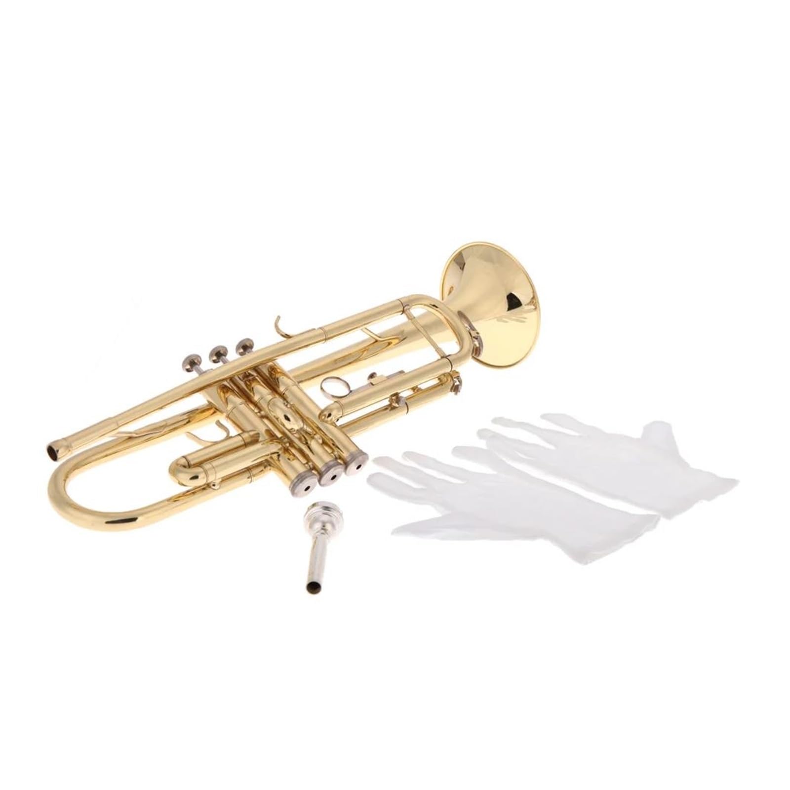 trąbka instrument Wysokiej jakości trąbka Bb B z płaskim dnem trwała mosiężna trąbka z posrebrzanym ustnikiem piękna torba koncertowa(Color:Silver)