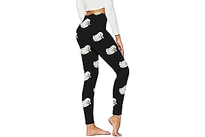 ORT Halloween Leggings 2024 Peeping Eye Color Block Skeleton Pumpkin Printed Cosplay...