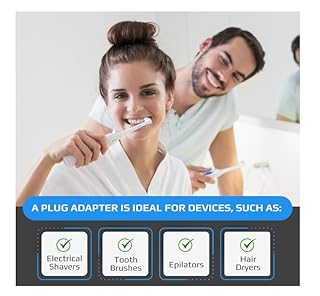 Toothbrush Adaptor Plug UK Charger Shaver Socket 2 Pin to 3 Pin Electric Converter Bathroom Two to Three Prong Charging Tooth Brush Razor Plugs Electrical Shaving (White)