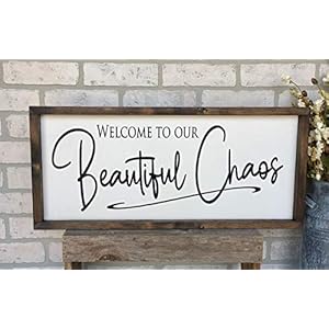 Farmhousehandmadeframedwoodensignwelcometoourbeautifulchaos Urban Country Home Decor Farmhouse handmade framed wooden sign welcome to our beautiful chaos urban country home decor