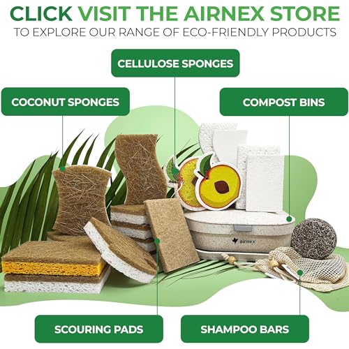 Airnex Natural Kitchen Sponge - Biodegradable Compostable Cellulose And Coconut Scrubber Sponge - Pack Of 12 Eco Friendly Sponges For Dishes thumb #7
