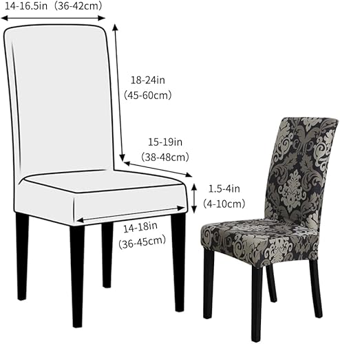 Vista 261 de Forcheer - Juego de 4 fundas elásticas para sillas de comedor con estampado elástico, lavable, extraíble, para cocina, hotel, restaurante