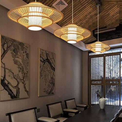 Panier Suspendu en Osier Beige E27 Luminaire Rotin Plafonnier Boho - 7