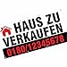 Produktbild Banner Haus zu ver kaufen mit Ihrem Wunschdruck Text Telefonnummer 2x1m LKW Plane 510g