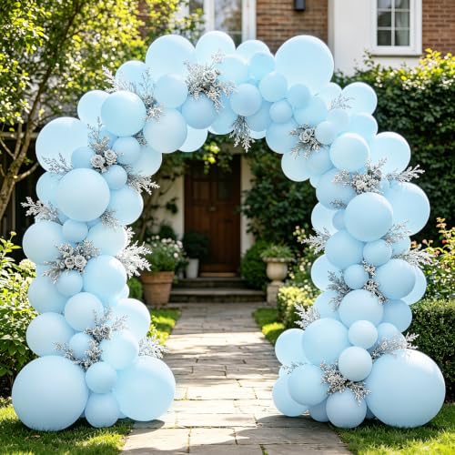 Image of 108Pcs Double Stuffed Blue Balloon Garland Arch Kit