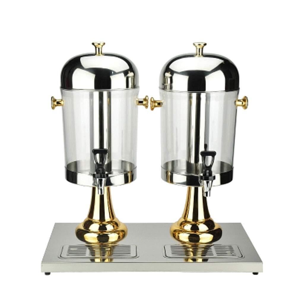 AYCDL Drinks Dispenser, Clear Glass Beverage Dispenser for Beer, Water, Juice, Cocktails with Tight Lid and Tap Stand for Refreshing Cold Drinks and Punch,Gold-Double Head