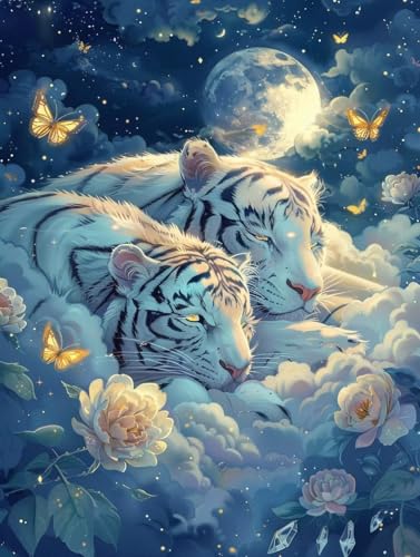 Broderie Diamant Kit Complet Tigre 5D - Peinture diamant adulte papillons 90x120cm
