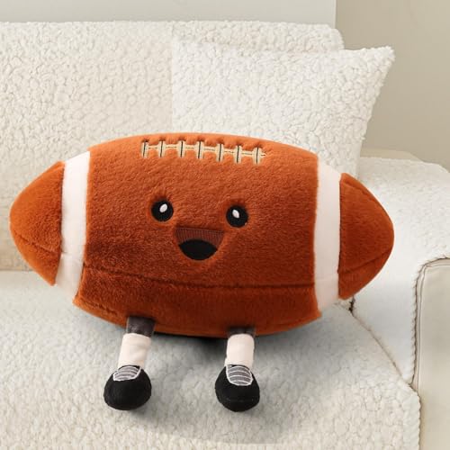 Stepxi Football Plush Pillow - Soft Rugby Sports Pillow Plush Football Stuffed Animal, Fun Football Gift for Teens & Sports Fans, Cool Room Decor