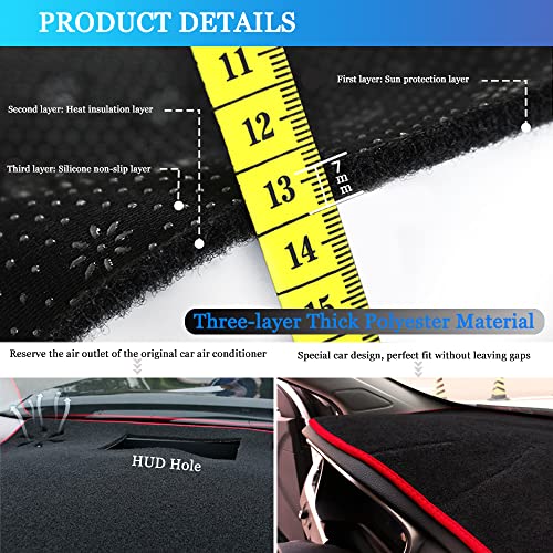 Yofamo Dashboard Cover Dash Cover Mat Pad Carpet Custom Fit For Camry 2018 2019 2020 2021 2022(With Hud) Accessories Anti-Skid Center Console Protector Cover Mat(Red Edge) #TOP4