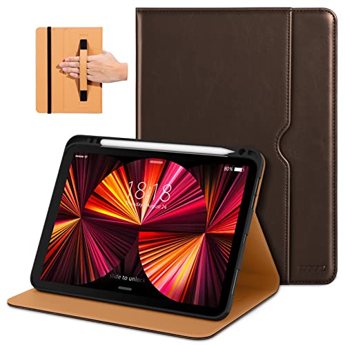 DTTO Case for iPad Pro 11 Inch 4th / 3rd / 2nd / 1st Generation 2022/2021/2020/2018,Premium PU Leather Folio Stand Cover with Hand Strap, Auto Wake/Sleep,Multiple Viewing Angles, Dark Brown by DTTO - Used condition - US$10.56