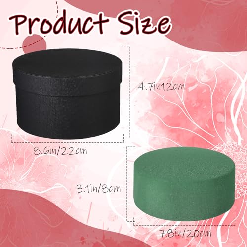 Nuenen Round Gift Box with Lid & Floral Foam Set, Black, 2 pcs, Gift Boxes for Flowers for Mother's Day Bridesmaid Wedding Baby Showers - Image 4