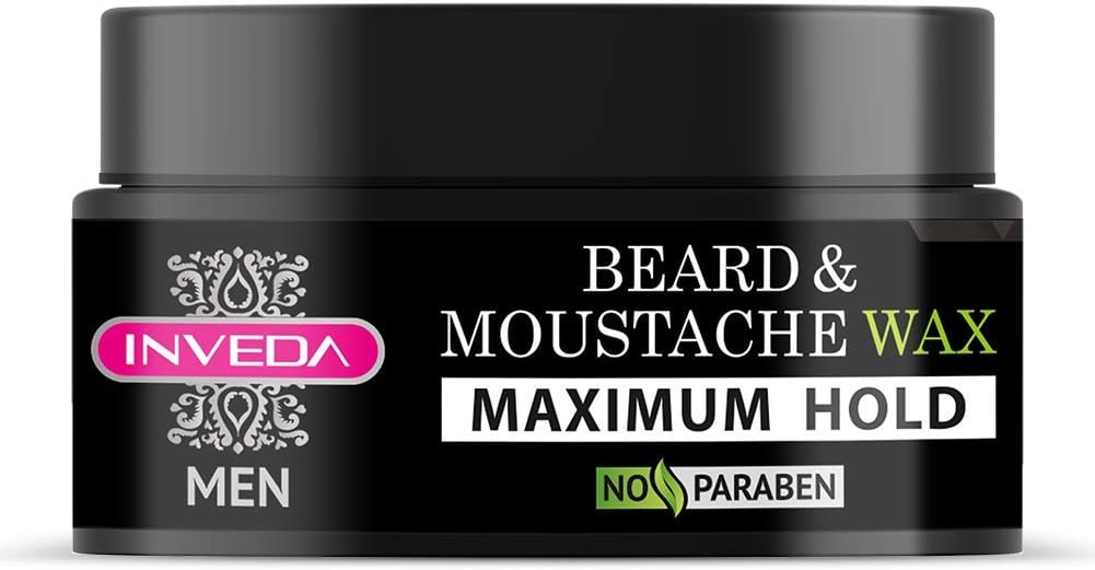 Inveda Beard & Moustache Wax for Maximum Hold, Made with Goodness of Beeswax and Glycerin, Giving Shiny & Healthy Look, 50ml