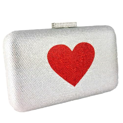 Sac de soirée en cristal avec amour cœur et strass pour femme