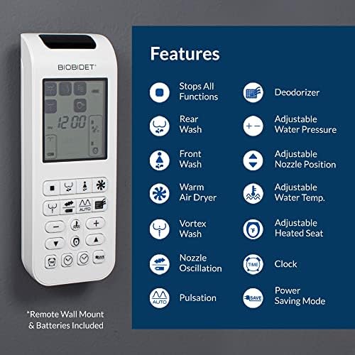 Bio Bidet BB2000 Bliss Electric Bidet Toilet Seat, Warm Water with Air Dryer, Heated Seat with Sensor and Slow Close Lid, Night Light, Remote Control, Elongated, White thumbnail 12