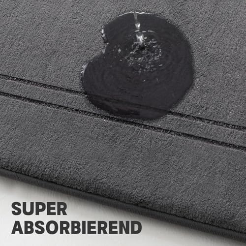Lot de 3 tapis de bain antidérapants gris Chakme