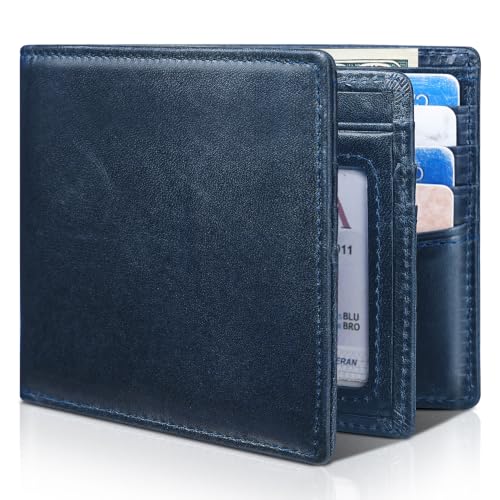 Image of Artpaxy Mens Wallet Bifold Genuine Leather RFID Blocking Wallet for Men with 1 ID Window 15 Card Holders 2 cash pockets 1 Gift Box