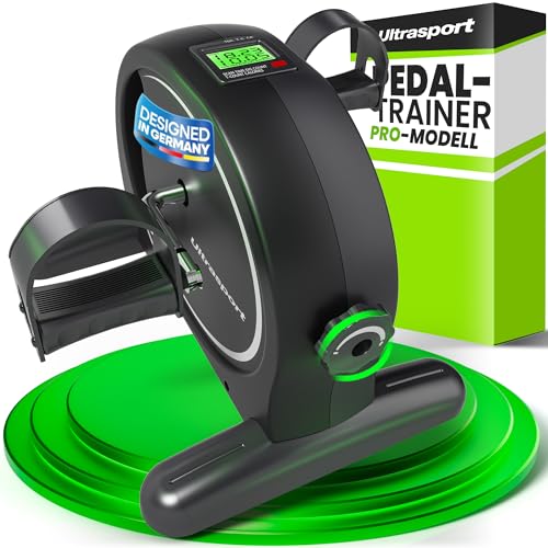 Ultrasport Pédalier d'Appartement Bras et Jambes avec Écran LCD, Tapis Antidérapant et Sangle de Fixation I Mini Vélo d'Appartement, Pedalier Bureau