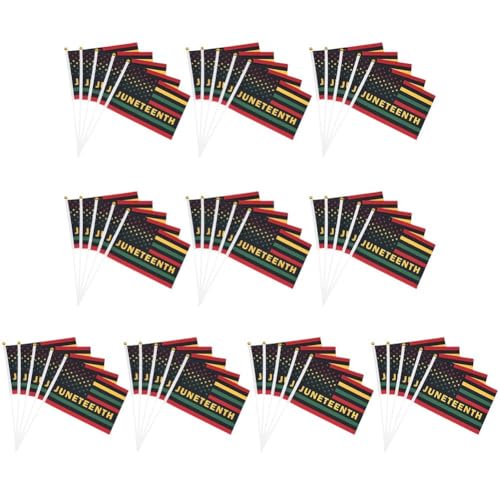Banderas Juneteenth pequeñas para desfiles comunitarios y decoración de mano 2