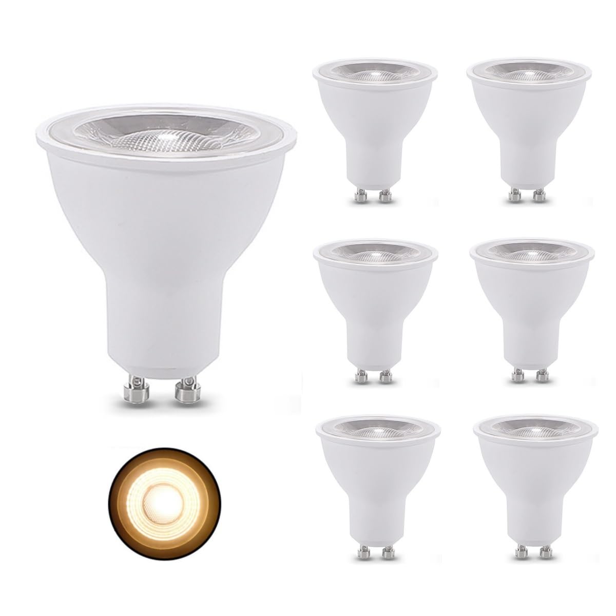 Bombilla LED GU10, 110–230 V, ángulo de haz de 38°, 2700 K/4000 K/6500 K, adecuada para focos de pista de cocina e iluminación empotrada (230V 5W/Luz cálida 2700K-7PCS)