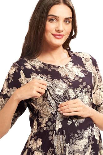 Image of AV2 Women Rayon Printed Maternity Top & Pyjama Set -4050