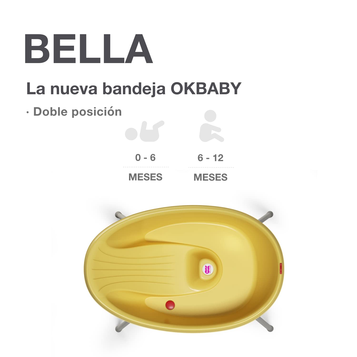 OKBABY Kit Bella bañera más soporte - Perfecto para la hora del baño desde 0-12 meses - Amarillo