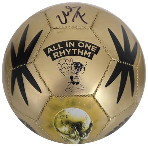 David Villa Signed Gold Soccer Ball Proof COA Autographed New York City Spain - Thumbnail 4