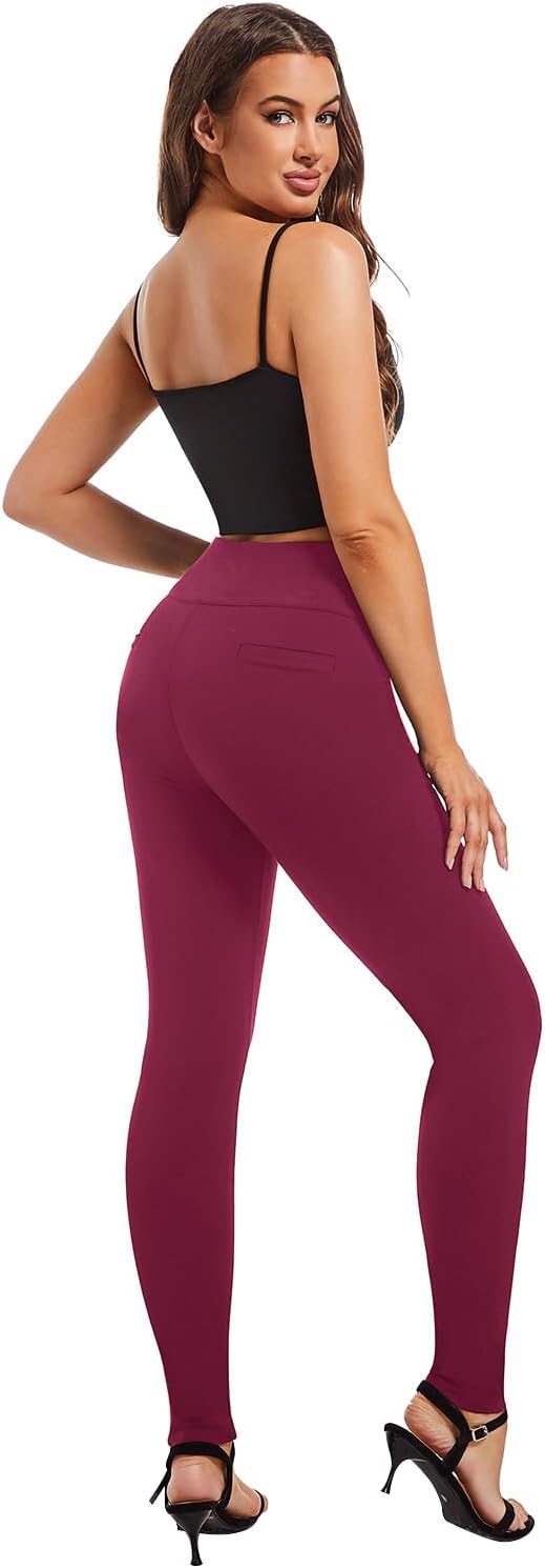 Pants for Women, Comfort Stretch Skinny Slim Dress Pants, Skinny High Waist Pull on Pants with Pockets… - Image 2