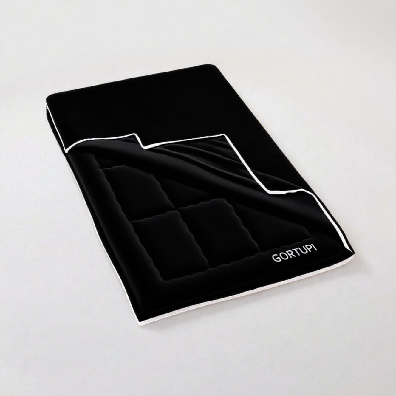 Queen Size Japanese Floor Futon Mattress & Washable Cover Set Foldable Tatami Sleeping Pad for Adults Guest Bed Kids Playmat Black