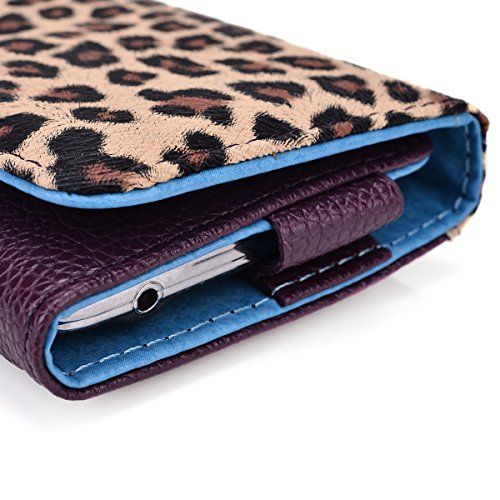 Kroo Clutch Wristlet Wallet For 5-Inch Smartphones - Retail Packaging - Purple With Leopard Spots #TOP4