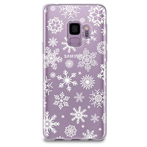 CasesByLorraine Compatible with Galaxy S9 Case, Christmas Snowflakes Xmas Holiday Clear Transparent Flexible TPU Soft Gel Protective Cover for Samsung Galaxy S9 5.8