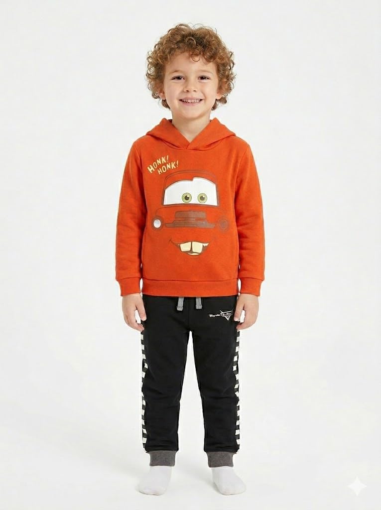 Disney Tuta da bambino bambino Cars, con cappuccio e pantaloni Lightning McQueen o Martin 18 mesi – 8 anni