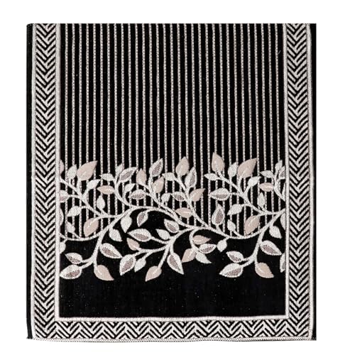 Image of Nendle Superior Velvet Floral Sofa Mat 4 Seater Set Cover Durable Protector for Living Room Sofa Set 2+2, Suitable for L Shape, Sectional and U Shape Sofa (Color Black, Pack of 2)