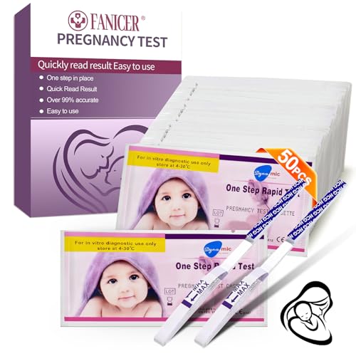 50 Pezzi Test di Gravidanza Precoce,Pregnancy Test,Test Gravidanza 10mIU/ml,Risultato Rapido
