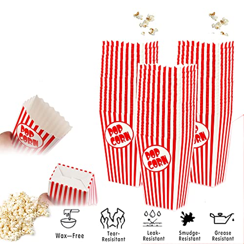 Confezione Da 25 Scatole Per Popcorn Per Feste Da 15,5 Cm Di Altezza, Rosse E Bianche A Righe, Mini Secchi Per Popcorn E Ciotola Per Popcorn Per Cinema, Casa, Decorazioni Di Carnevale - 3