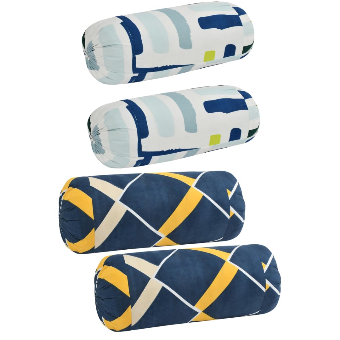 Tessile India Printed Cotton Bolster Covers, 16x32 Inches, Pack of 4 (Combo 20)-image-12
