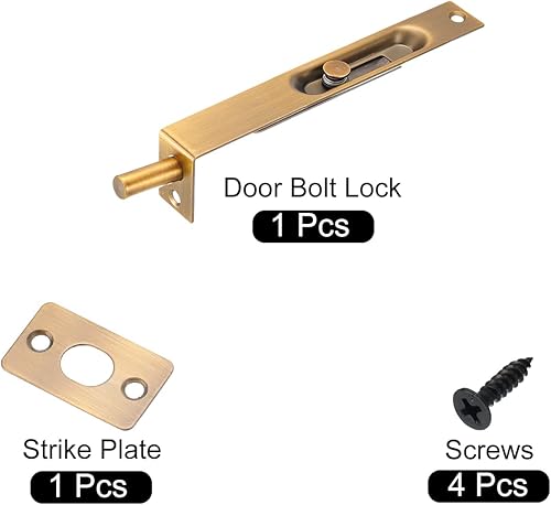 Miniatura 3 de uxcell Perno empotrado, puerta de acero inoxidable de 6 pulgadas, pestillo de bloqueo deslizante oculto para puertas compuestas de madera, puertas