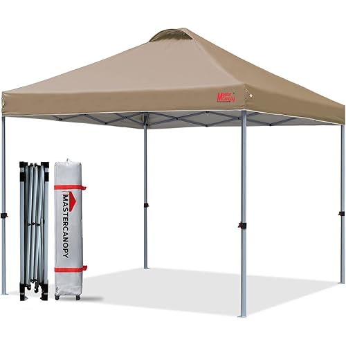 MASTERCANOPY Durable Ez Pop-up Canopy Tent with Roller Bag (Khaki)