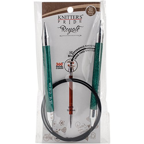 Knitter's Pride 220154 Royale Fixed Circular Needles 32" -Size 15/10mm